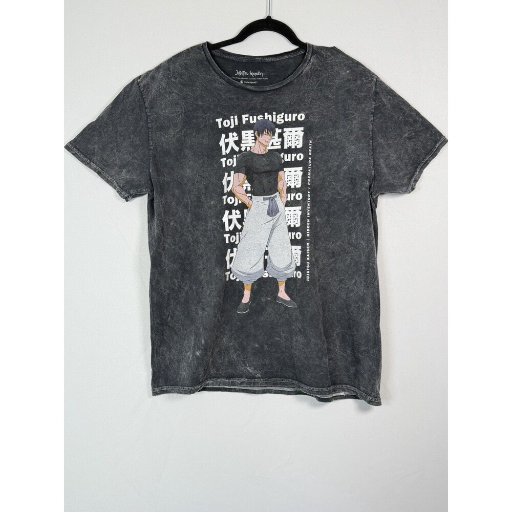Jujutsu Kaisen Toji Fushiguro Men’s Large Black Acid Wash Anime Graphic T-Shirt - Picture 1 of 5